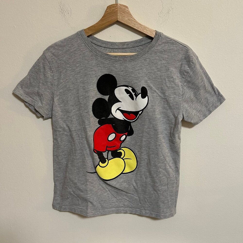 Disney Mickey Mouse Graphic Tee Gray EUC Size Small